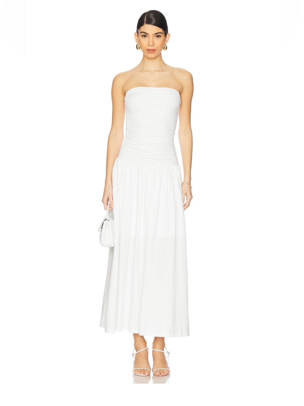 NIA Drop Waist White Maxi Dress